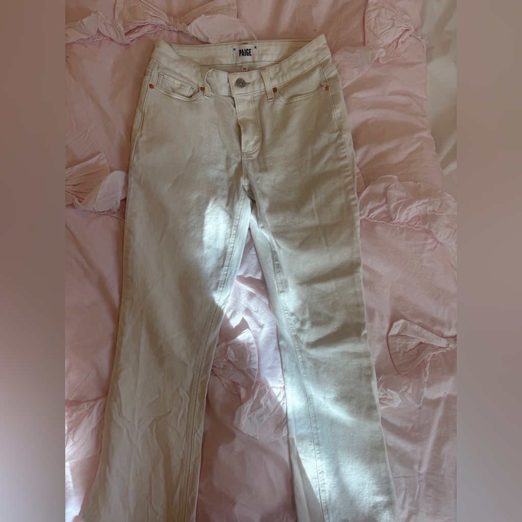 Paige , Collette Crop Flare, White Wash, Size 25 Inches